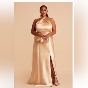 Birdy Grey Shiny Gold Satin Monica dress SZ L